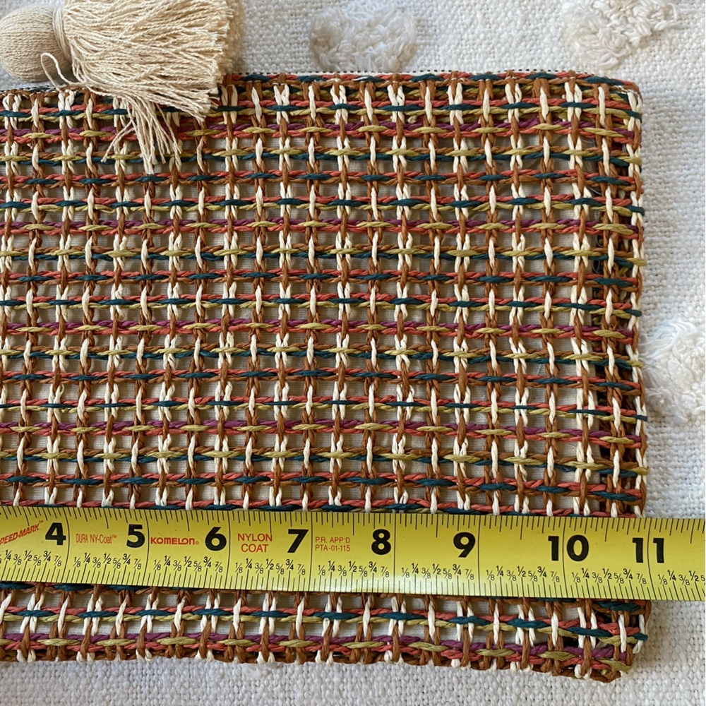 Madewell Raffia Large Zip Pouch 2 Tassels Rainbow Weave Clutch Beach Coastal - Picture 8 of 8